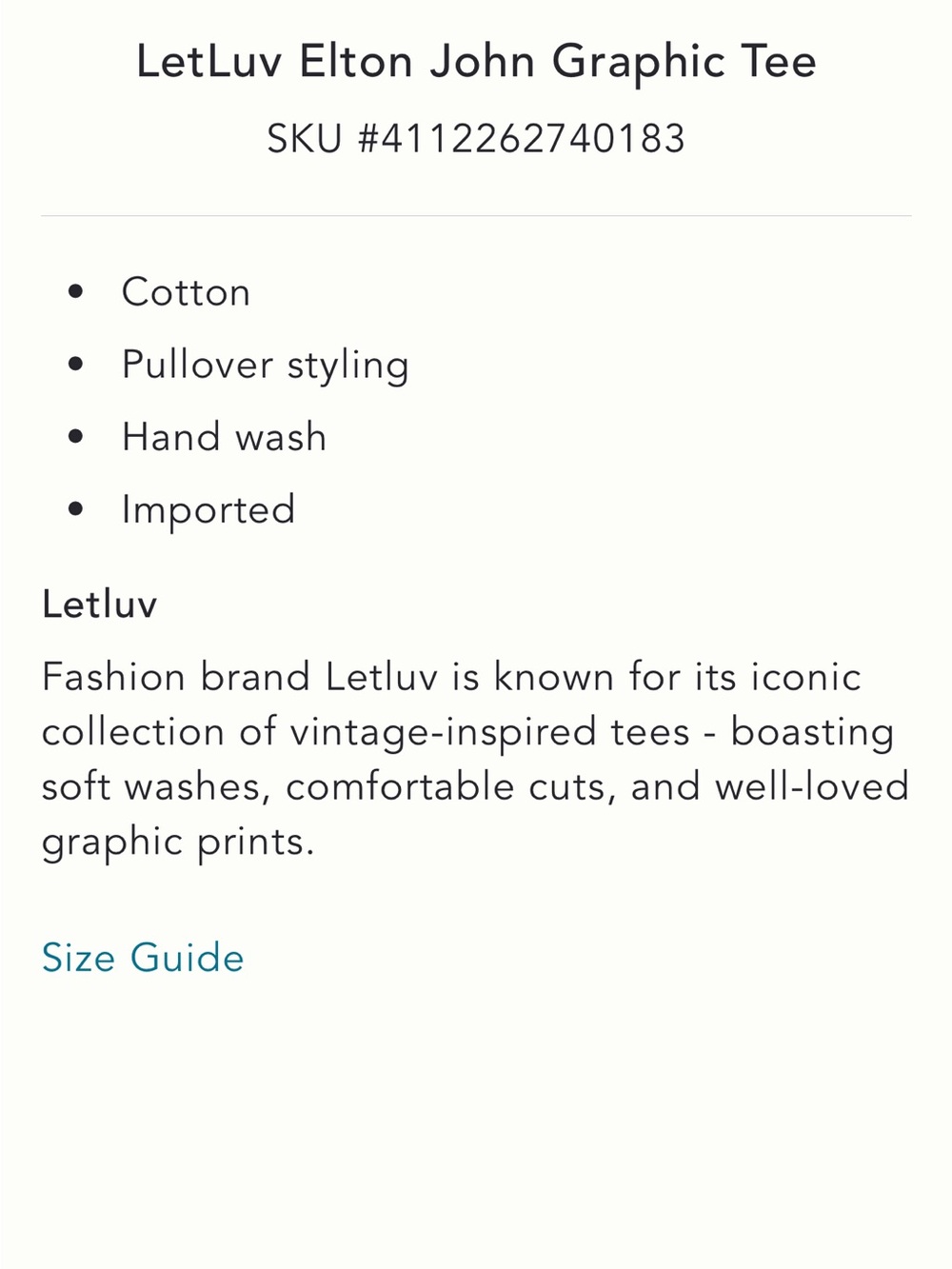 Letluv Elton John Vintage Graphic Cream Tee - Women Tops - Picture 5 of 10